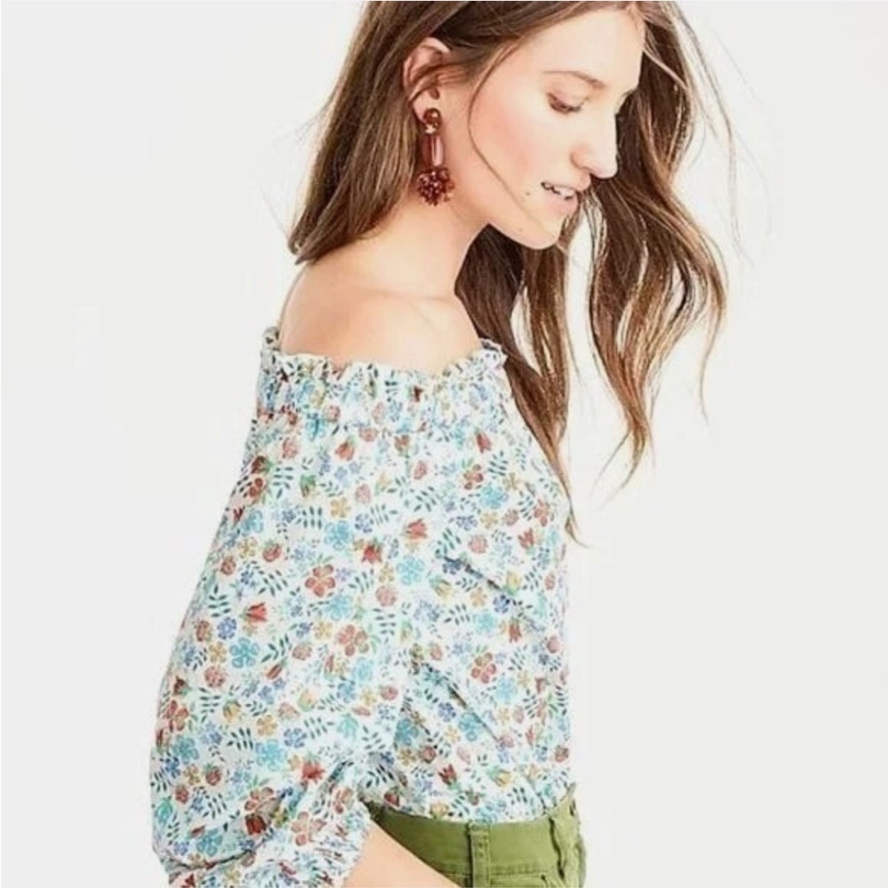 J. Crew Liberty Fabric Edenham Floral Off The Shoulder Blouse Size 8